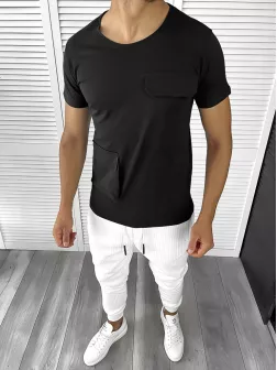 Tricou barbati slim fit negru T1974 N5-3.1